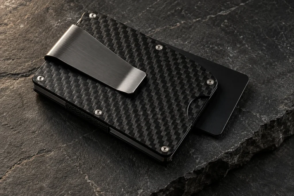 Representative carbon-pattern card holder